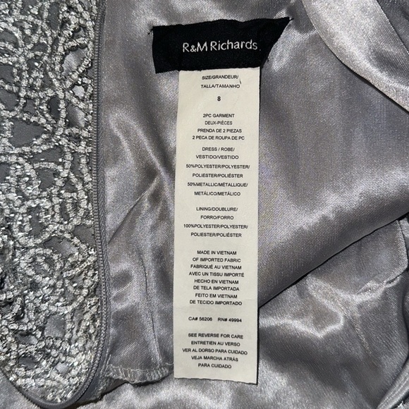 R&M Richard Silver Gray Mother of Bride Midi Length Dress Women 8 Formal Wedding - Picture 8 of 12